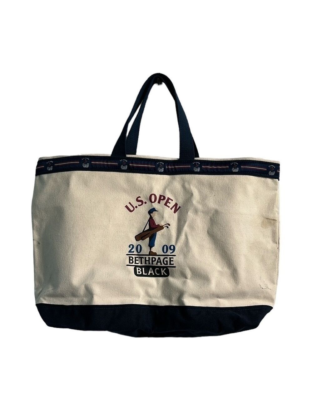 109th U.S. Open Bethpage Black Course Logo Large Canvas Tote Bag